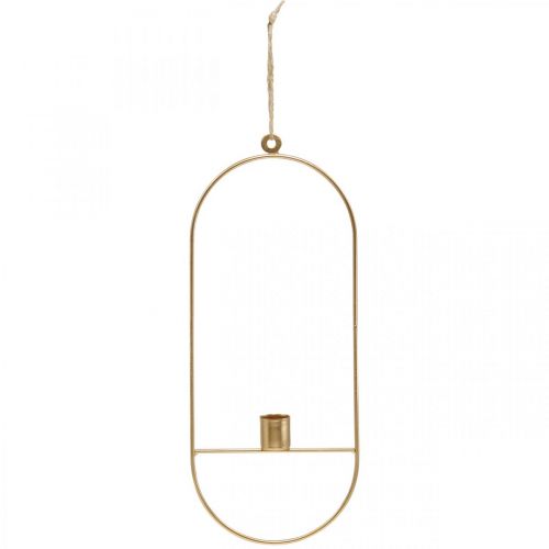 Floristik24 Candle holder for hanging golden oval metal 13 × 30.5cm 3pcs