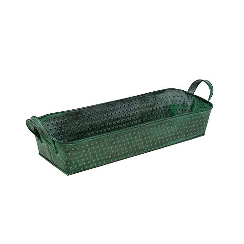 Floristik24 Metal bowl angular green 30cm x 11cm H6cm