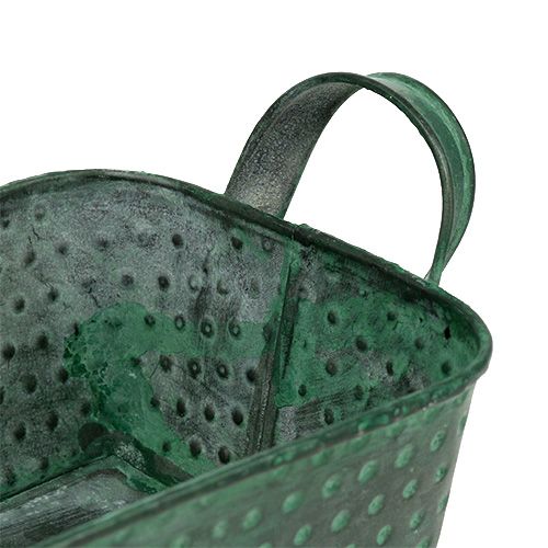Floristik24 Metal bowl angular green 30cm x 11cm H6cm