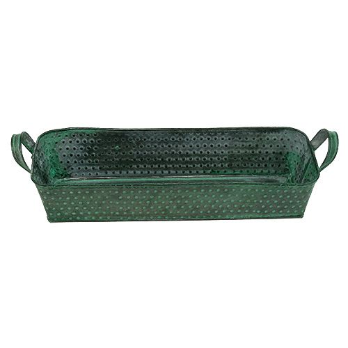 Floristik24 Metal bowl angular green 30cm x 11cm H6cm