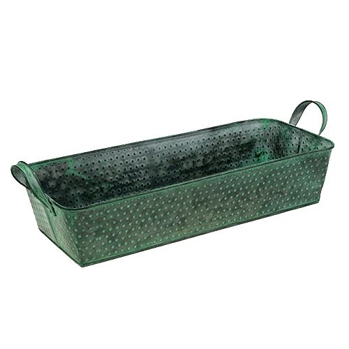 Floristik24 Metal bowl square 36cm x 15cm H8cm green