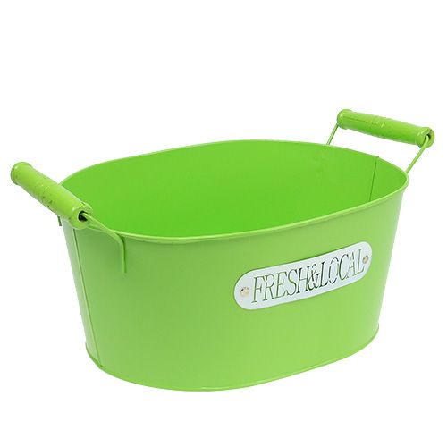 Floristik24 Metal bowl oval green 27cm x 20.5cm H12cm