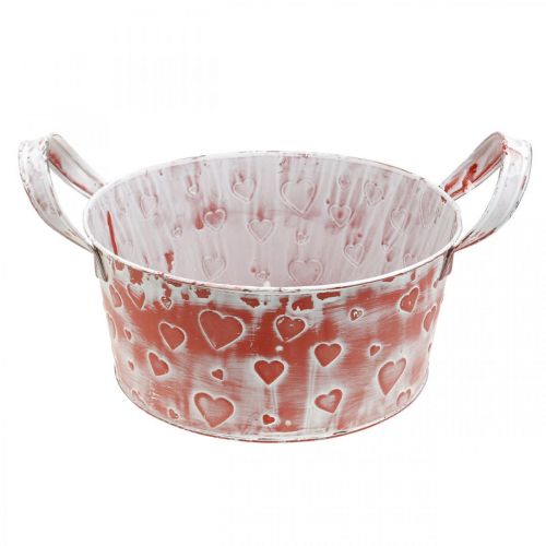 Floristik24 Plant bowl, Valentine&#39;s Day, metal vessel with heart decoration, plant pot Ø23cm