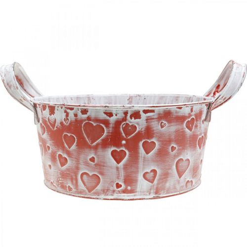 Floristik24 Plant bowl, Valentine&#39;s Day, metal vessel with heart decoration, plant pot Ø23cm