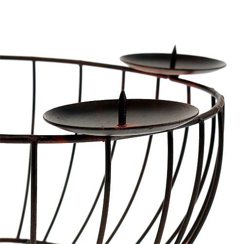 Product Metal bowl with 4 candle holders Brown Ø27,5cm