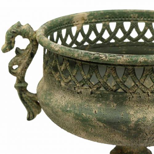 Product Decorative cup antique look metal moss green Ø19cm H35,5cm