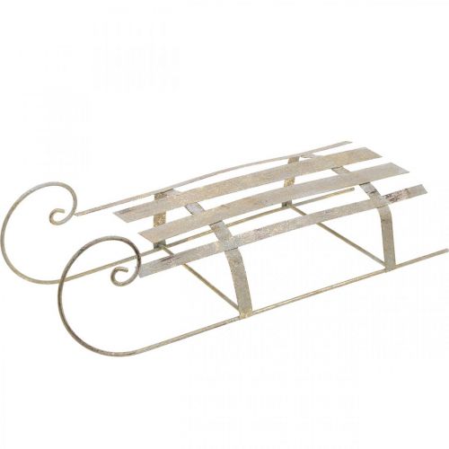 Product Sled for Christmas, winter decoration, decorative sledge golden, antique look L41cm H11cm