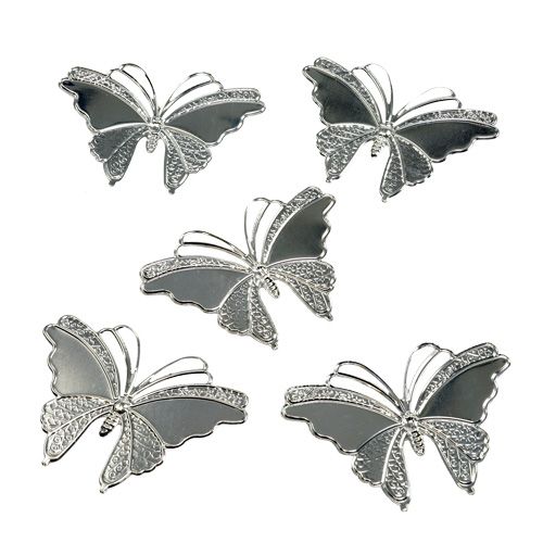 Floristik24 Metal butterflies silver 6.5cm 25pcs