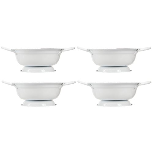 Product Metal Bowl Decoration White Black Ø16.5cm H6.5cm 4pcs