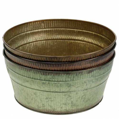 Floristik24 Planting bowl orange / brown / green zinc Ø27cm H12cm set of 3