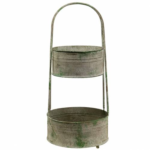 Floristik24 Metal stand with planters gray, green H68cm