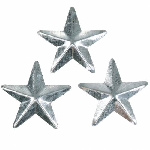 Floristik24 Star metal silver 4cm 48 pcs