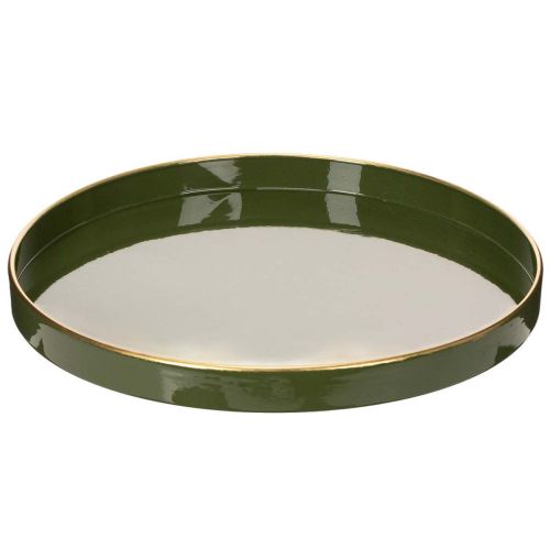 Decorative Green Metal Tray with Gold Rim 30cm buy online | Floristik24.co.uk