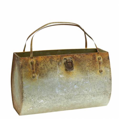 Floristik24 Planter bag metal gray / rust H16cm