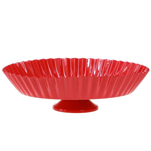 Metal plate retro decorative plate with base red metal Ø24cm 2pcs