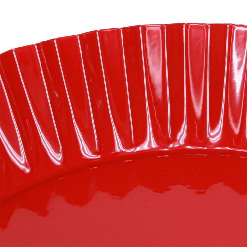 Product Metal plate retro decorative plate with base red metal Ø24cm 2pcs