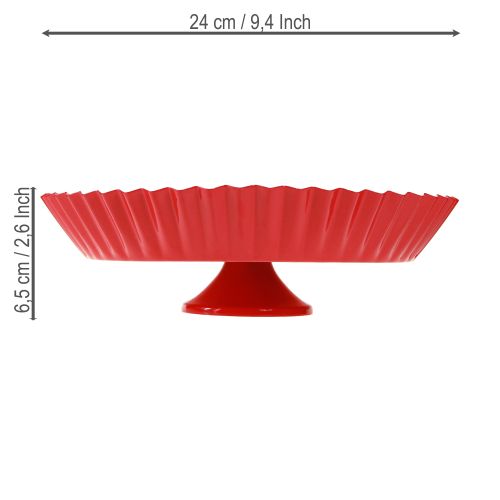 Product Metal plate retro decorative plate with base red metal Ø24cm 2pcs