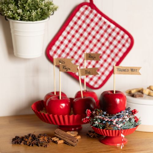 Product Metal plate retro decorative plate with base red metal Ø24cm 2pcs