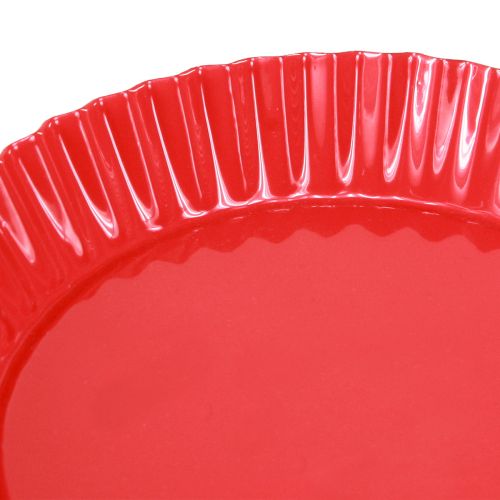 Product Metal plate red small decorative plate with base metal Ø14cm 2 pcs