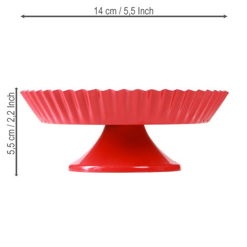 Product Metal plate red small decorative plate with base metal Ø14cm 2 pcs