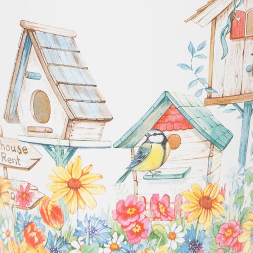Product Metal pot with motif, planter with birdhouses, tin bucket H13cm Ø11.5cm
