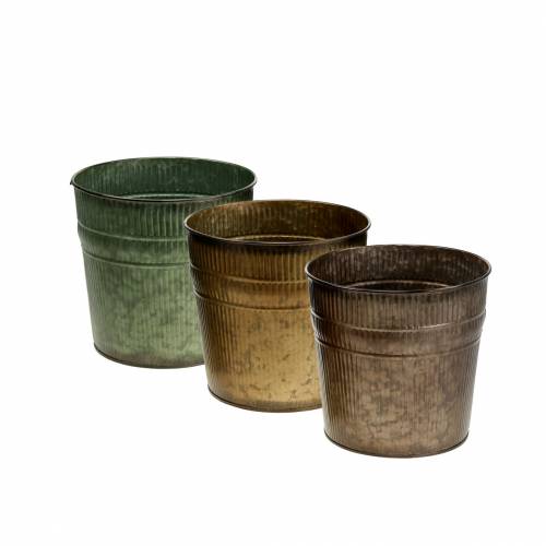 Floristik24 Plant pot orange, brown, green Ø10.5cm H10cm set of 3