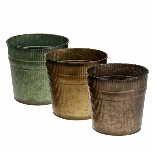 Floristik24 Plant pot orange, brown, green Ø15cm H14cm set of 3