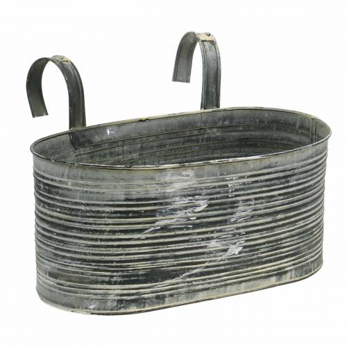 Floristik24 Plant bowl zinc pot oval for hanging antique cream 30×16.5cm H14.5cm