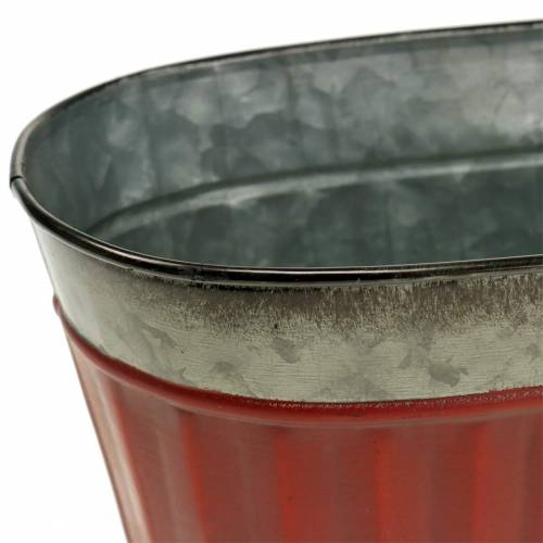 Floristik24 Plant pot oval red, silver zinc 26 × 13cm H11cm