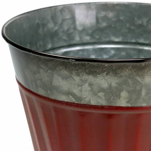 Floristik24 Plant pot red, silver zinc Ø17.5cm H15cm set of 3