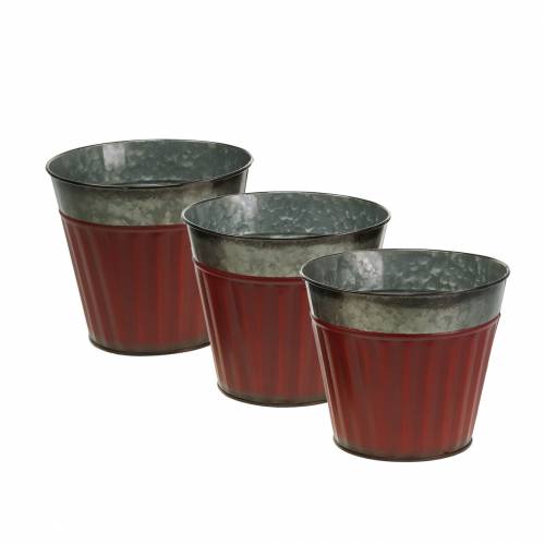 Floristik24 Plant pot red-silver Ø13cm H11cm set of 4