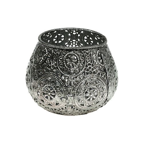 Floristik24 Metal lantern silver oriental Ø10cm H7.5cm 1p