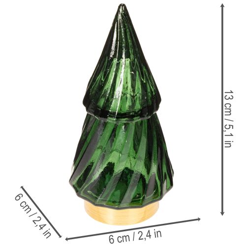 Green Glass Christmas Trees with LED Lighting, 13cm, Set of 2, Indoor Decoration | Floristik24.co.uk