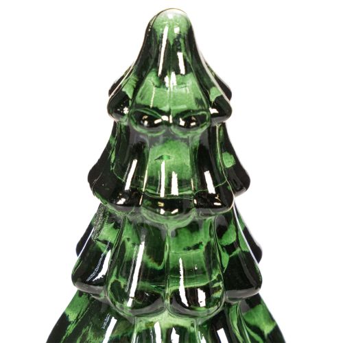 Green Glass Christmas Trees with LED Lighting, 13cm, Set of 2, Indoor Decoration | Floristik24.co.uk