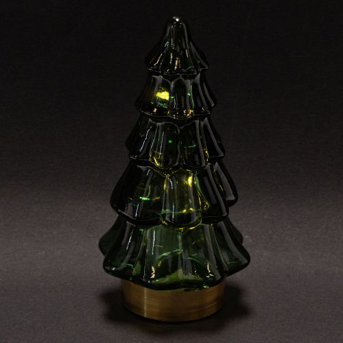 Green Glass Christmas Trees with LED Lighting, 13cm, Set of 2, Indoor Decoration | Floristik24.co.uk