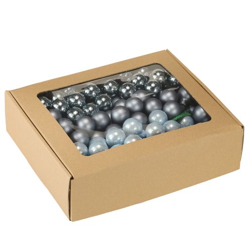 Product Mini Christmas balls glass mirror berries blue tones 25mm 140 pcs