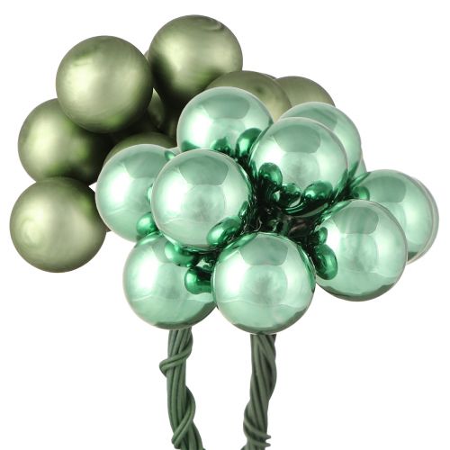 Mini Christmas Tree Baubles Glass on Wire Green Ø1.5cm 140 pcs