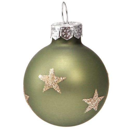 Product Mini Christmas tree balls made of glass in green gold Ø3cm 9 pcs