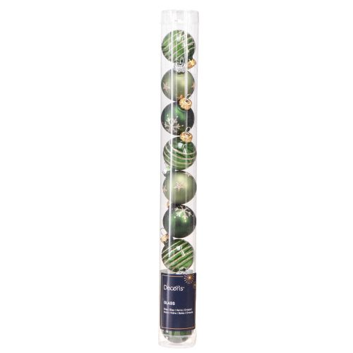 Product Mini Christmas tree balls made of glass in green gold Ø3cm 9 pcs