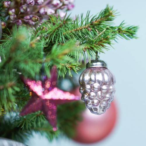 Floristik24 Mini Christmas tree decorations mix 4.5cm silver, pink assorted 10pcs