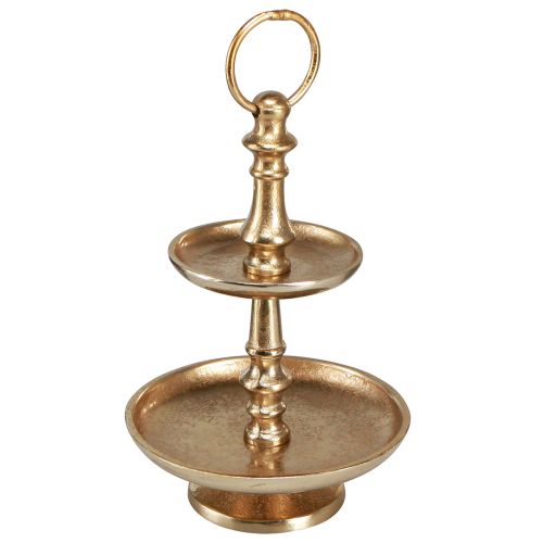 Floristik24 Mini Etagere Metal Decoration Gold Matt 2-tier Table Decoration H22cm
