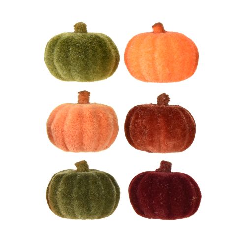 Mini pumpkin decoration flocked scatter decoration 6 colors Ø4cm 24 pcs