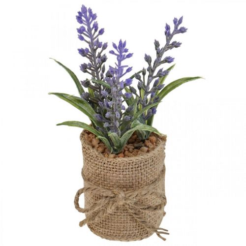 Floristik24 Artificial lavender Artificial lavender plant in a jute sack H15cm