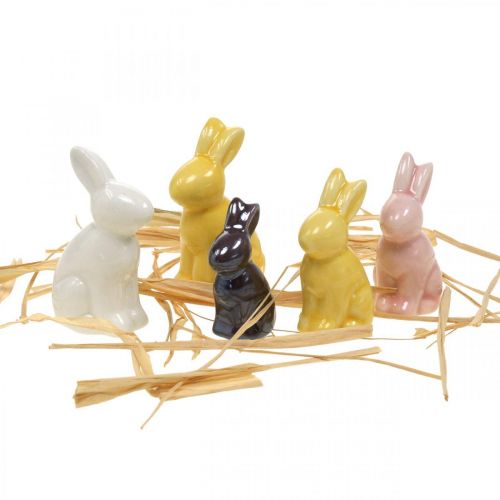 Floristik24 Mini Easter Bunnies, Ceramic Bunny Mix, Spring Decoration Colorful H5.5/5/4cm Set of 5