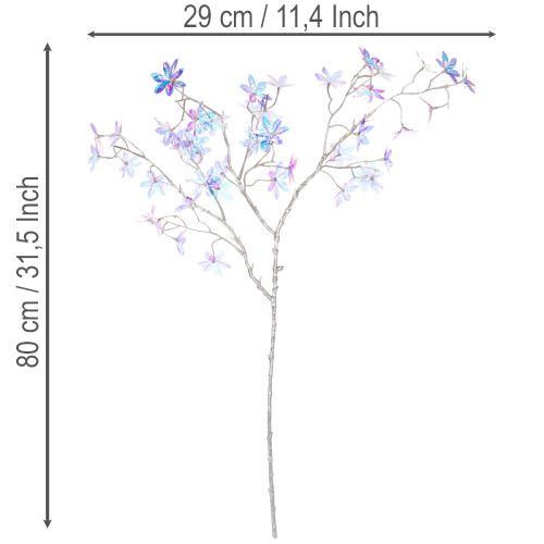 Artificial Blossom Branch with Iridescent Flowers 80cm | Floristik24.co.uk