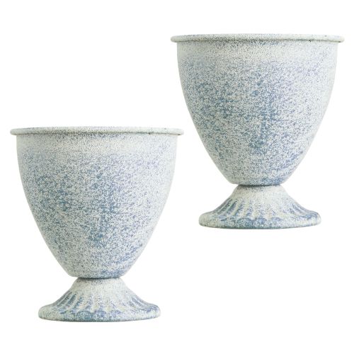 Product Mini trophy vase chalice metal white blue H11.5cm 2pcs