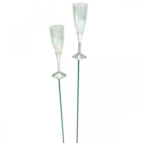 Product Mini champagne glass New Year&#39;s Eve decoration to stick 7.5cm 24pcs