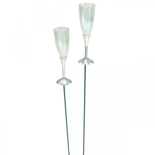 Floristik24 Mini champagne glass New Year&#39;s Eve decoration to stick 7.5cm 24pcs