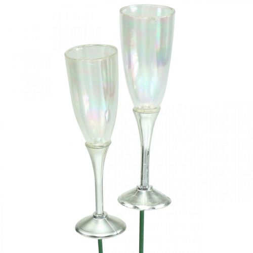 Product Mini champagne glass New Year&#39;s Eve decoration to stick 7.5cm 24pcs