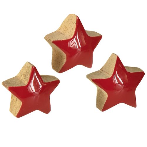 Mini Stars Red Mango Wood Scatter Decoration Wooden Stars Ø3cm 9 pcs